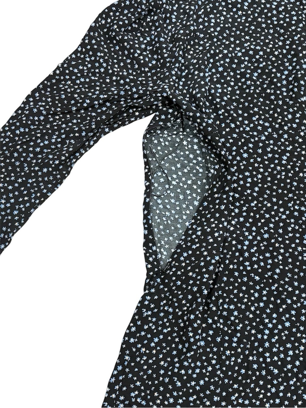 Madewell Black Floral Print Top with White and Light Blue Blossoms size M - Picture 7 of 11